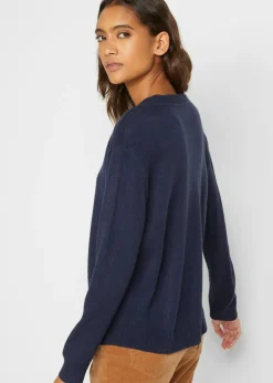 bonprix bonprix Jersey de punto con cuello redondo Azul marino Best