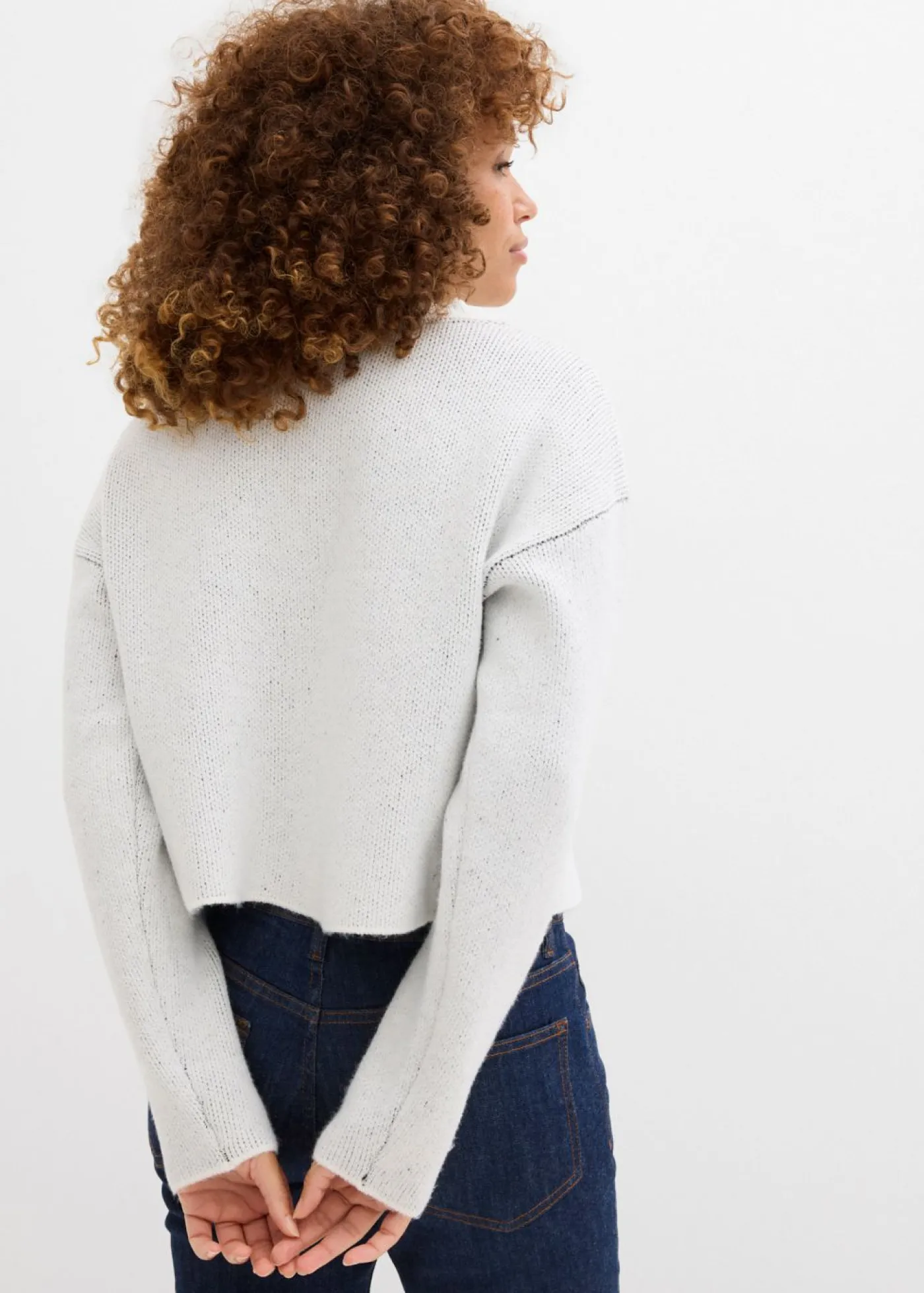 bonprix bonprix Jersey de punto con lazo Blanco lana Outlet