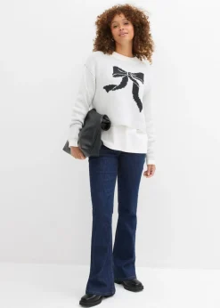 bonprix bonprix Jersey de punto con lazo Blanco lana Outlet