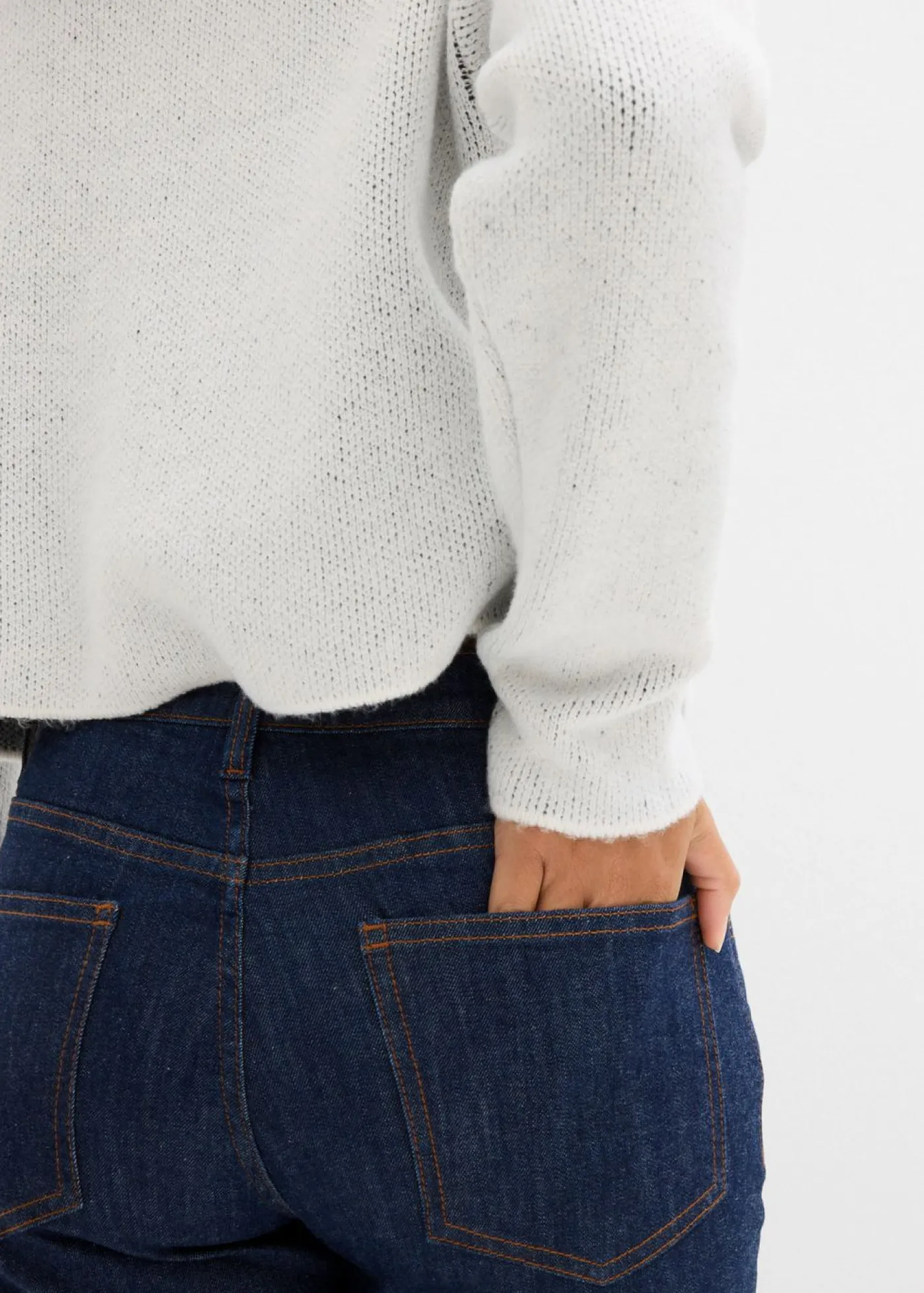 bonprix bonprix Jersey de punto con lazo Blanco lana Outlet