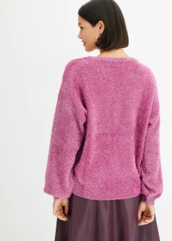 bonprix bonprix Jersey de punto fino orquídea púrpura-plata Discount