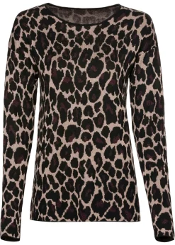 bonprix bonprix Jersey de punto fino estampado leo beige Outlet