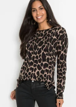 bonprix bonprix Jersey de punto fino estampado leo beige Outlet
