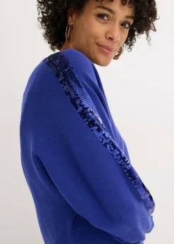 bonprix bonprix Jersey de punto fino con lentejuelas Azul zafiro New