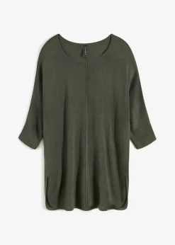 bonprix bonprix Jersey de punto fino con mangas 3/4 Verde eucalipto Clearance