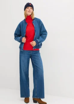 bonprix bonprix Jersey de punto fino con cuello alto rojo lava Discount