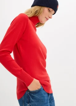 bonprix bonprix Jersey de punto fino con cuello alto rojo lava Discount