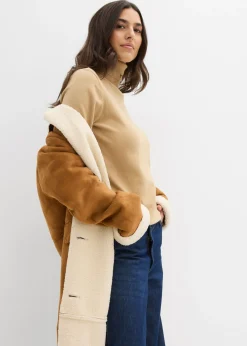 bonprix bonprix Jersey de punto fino con cuello alto Caqui claro Clearance