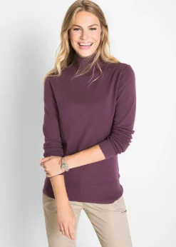 bonprix bonprix Jersey de punto fino con cuello alto Baya de saúco New