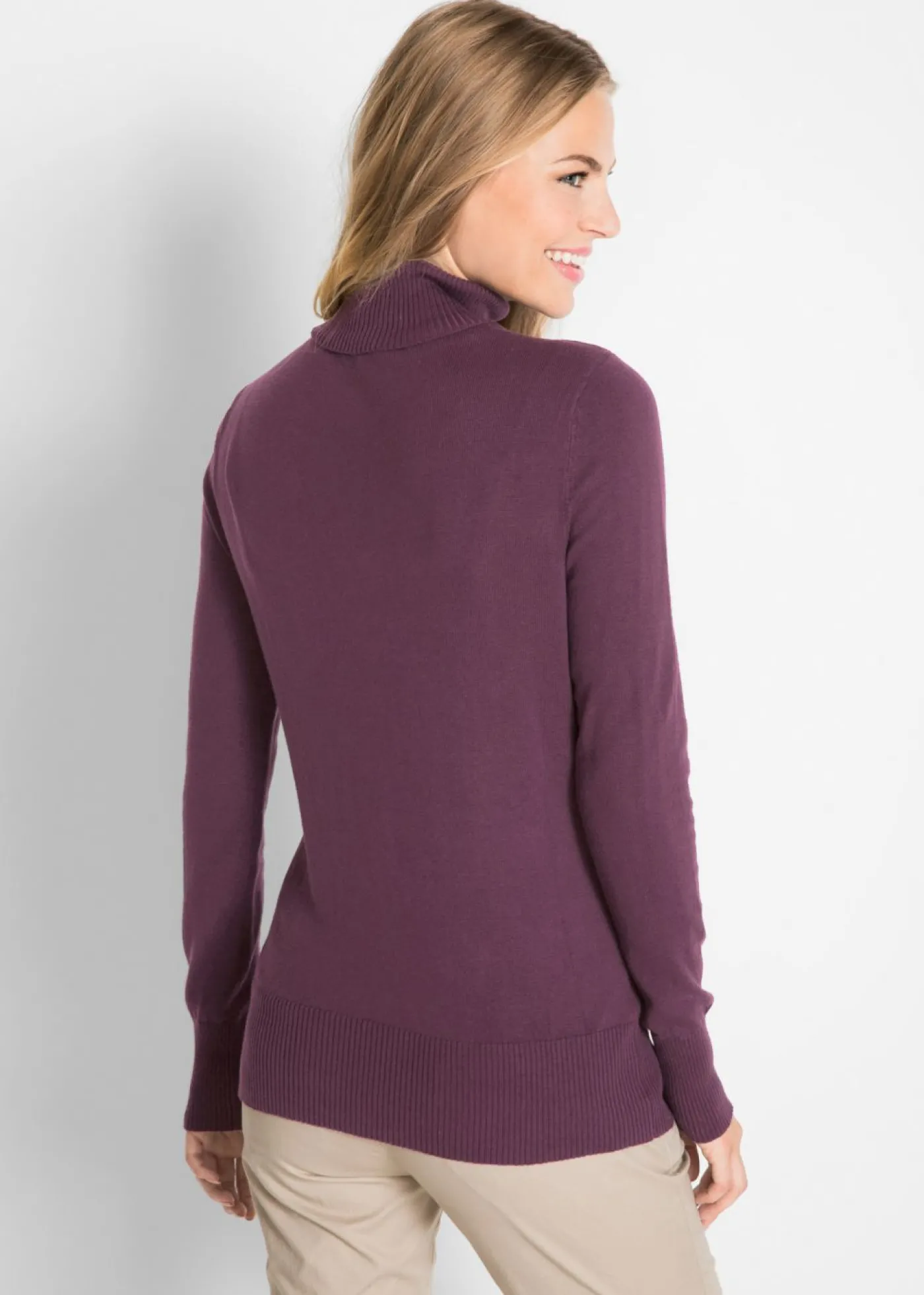 bonprix bonprix Jersey de punto fino con cuello alto Baya de saúco New