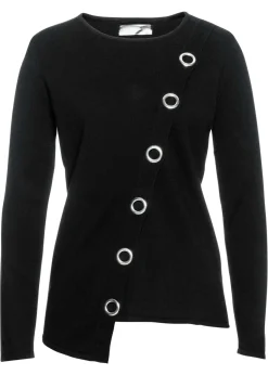 bonprix bonprix Jersey de punto fino con detalles de tachuelas Negro-plata Best