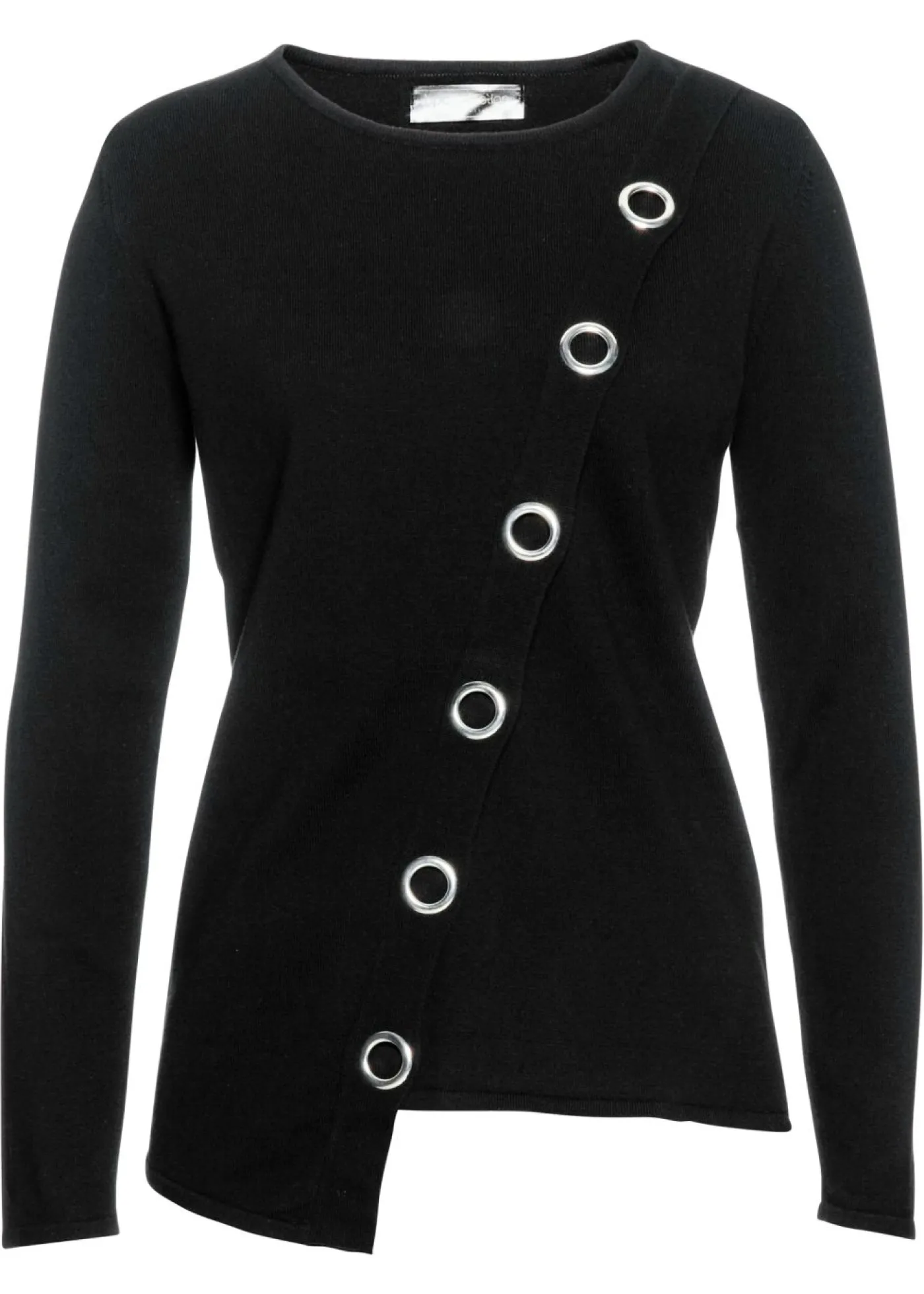 bonprix bonprix Jersey de punto fino con detalles de tachuelas Negro-plata Best
