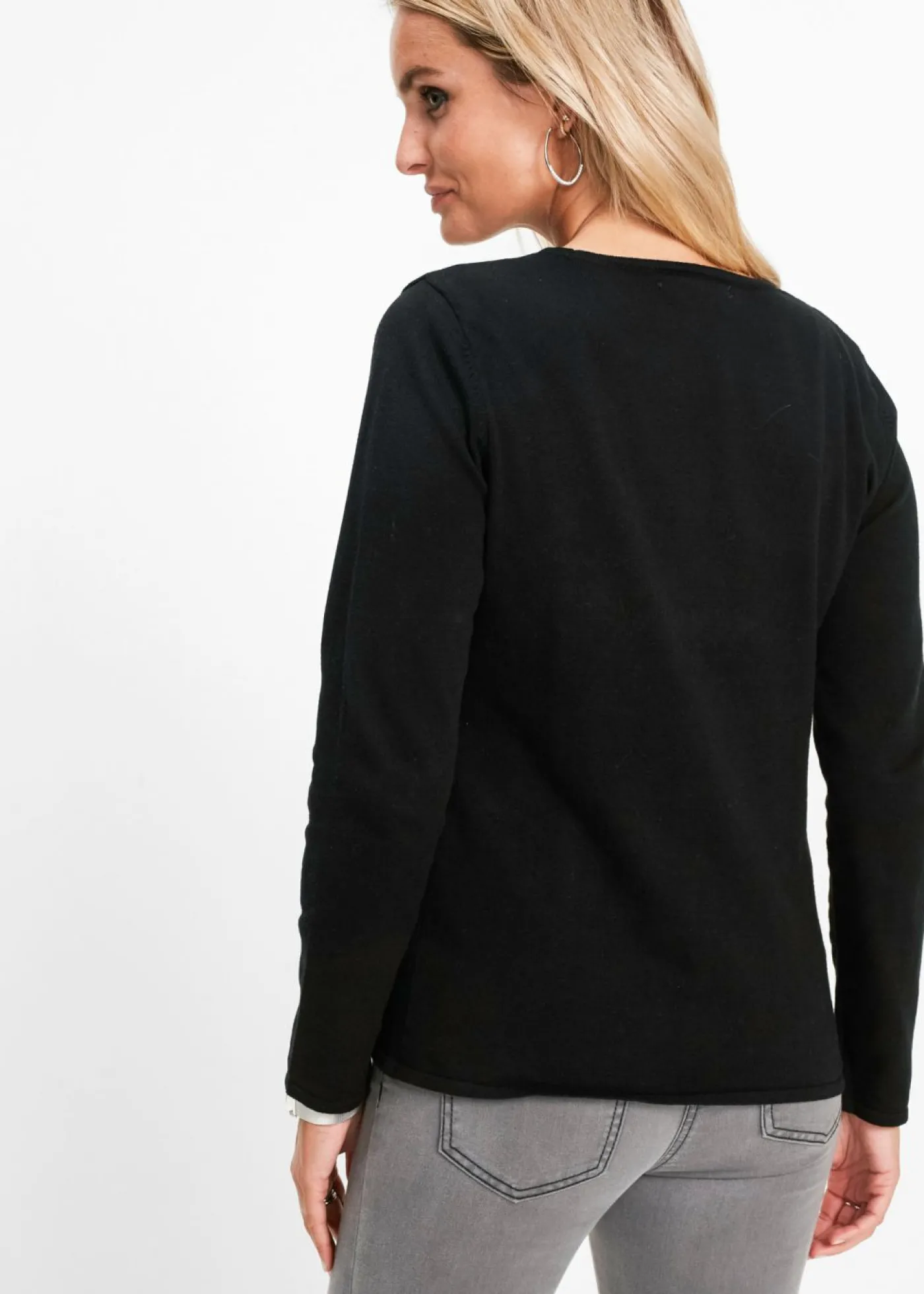 bonprix bonprix Jersey de punto fino con detalles de tachuelas Negro-plata Best