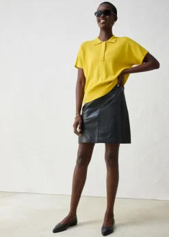 bonprix bonprix Jersey de punto fino con contenido de seda y cuello tipo polo Verde Online