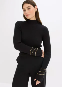 bonprix bonprix Jersey de punto fino con cadenas doradas Negro New