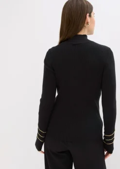 bonprix bonprix Jersey de punto fino con cadenas doradas Negro New