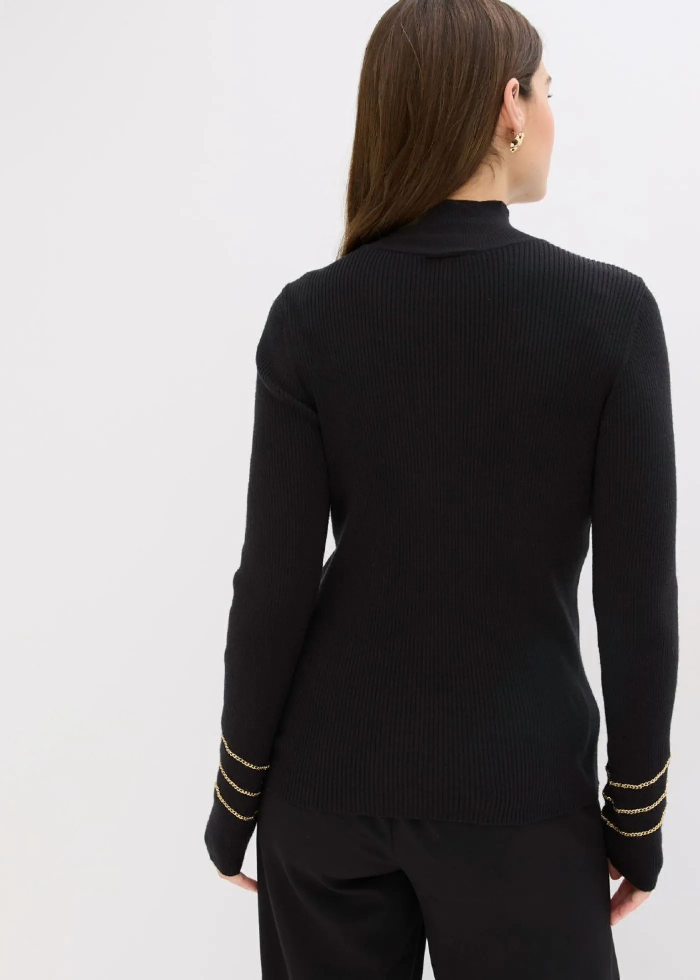 bonprix bonprix Jersey de punto fino con cadenas doradas Negro New