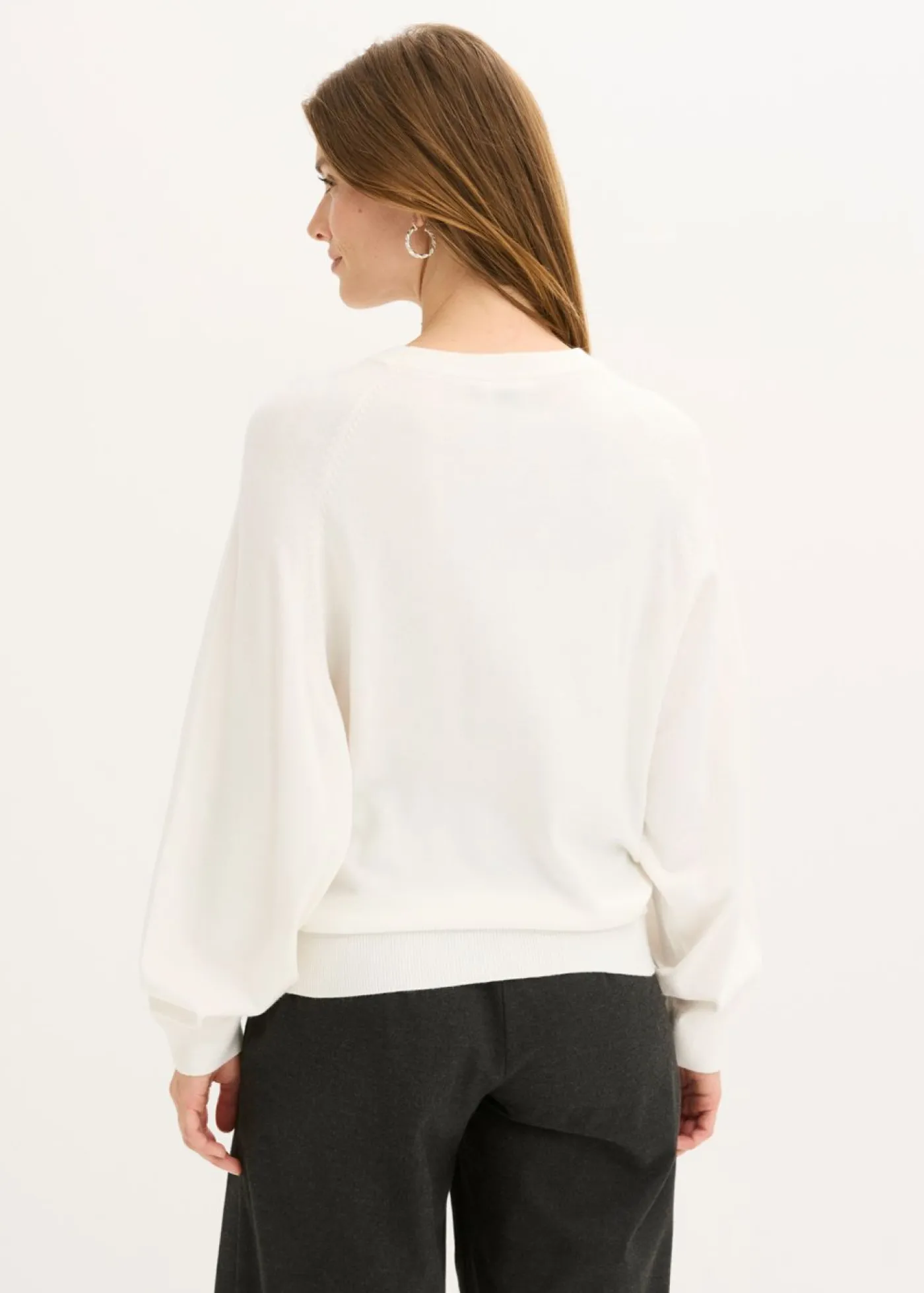 bonprix bonprix Jersey de punto fino de mezcla de viscosa fluida Blanco lana Online
