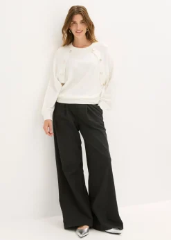 bonprix bonprix Jersey de punto fino de mezcla de viscosa fluida Blanco lana Online