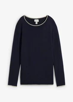 bonprix bonprix Jersey de punto fino de mezcla de algodón azul marino-gris piedra Hot