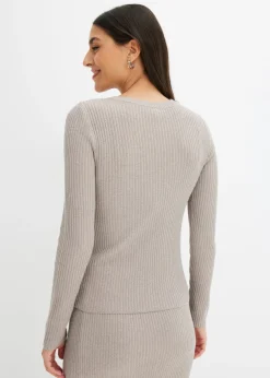 bonprix bonprix Jersey de punto fino de mezcla de viscosa suave plata/piedra natural Hot