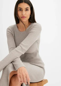 bonprix bonprix Jersey de punto fino de mezcla de viscosa suave plata/piedra natural Hot
