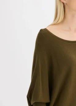 bonprix bonprix Jersey de punto fino de mezcla de viscosa Oliva Discount