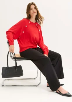 bonprix bonprix Jersey de punto fino de mezcla de viscosa fluida Rojo salsa Clearance