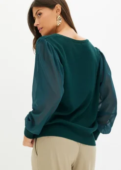 bonprix bonprix Jersey de punto fino de mezcla de viscosa suave Verde intenso Online