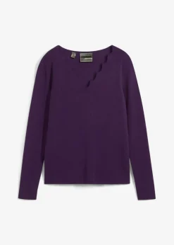 bonprix bonprix Jersey de punto fino de una suave mezcla de viscosa Lila oscuro Clearance