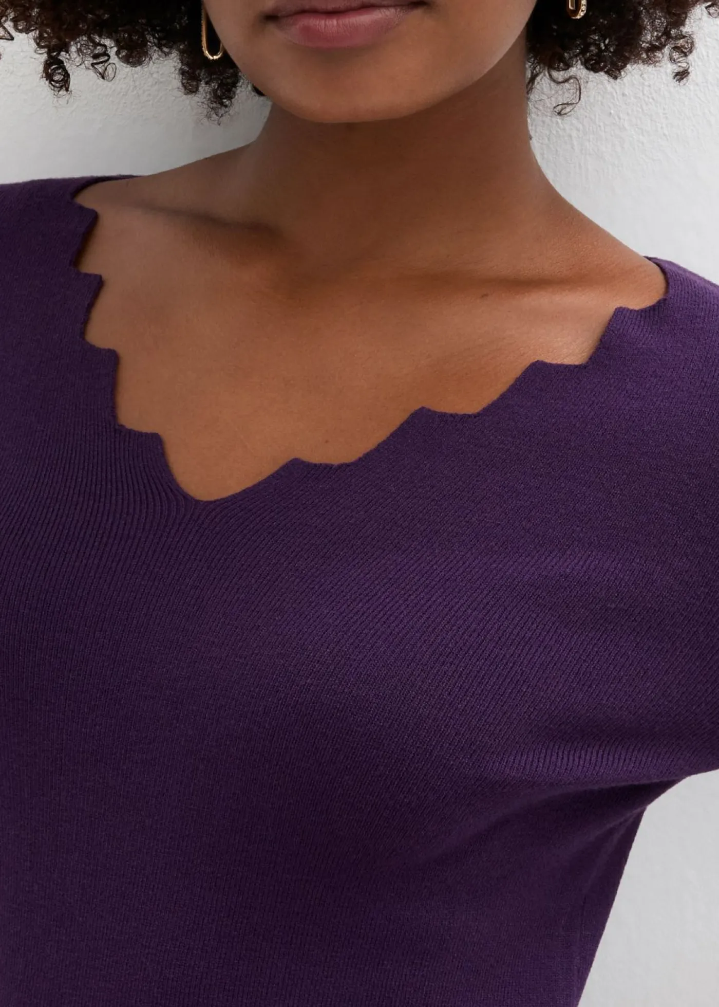 bonprix bonprix Jersey de punto fino de una suave mezcla de viscosa Lila oscuro Clearance