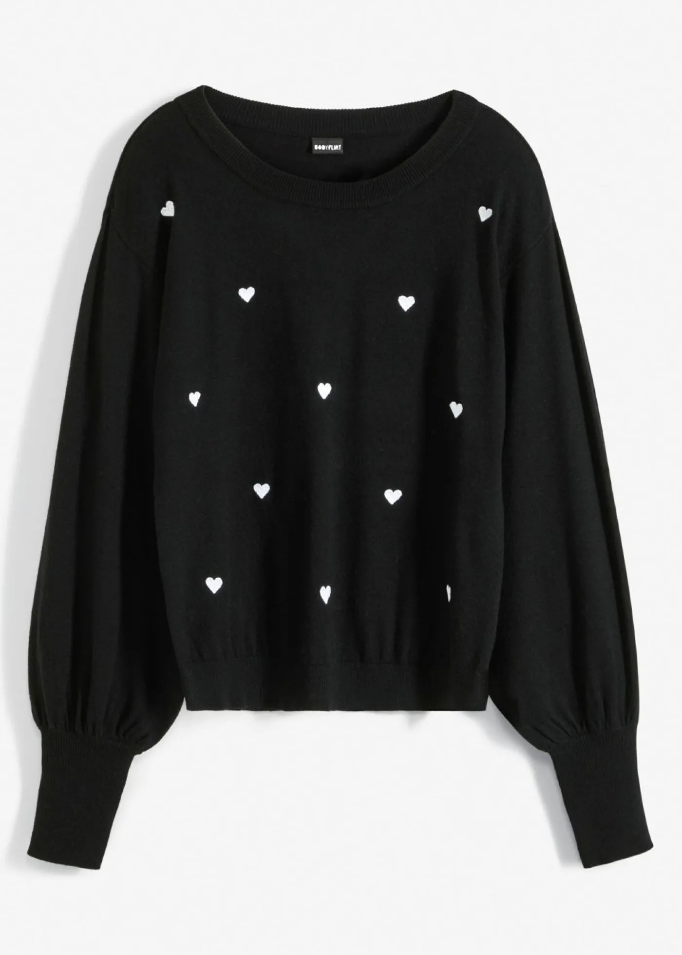 bonprix bonprix Jersey de punto fino en mezcla de viscosa Negro estampado Clearance