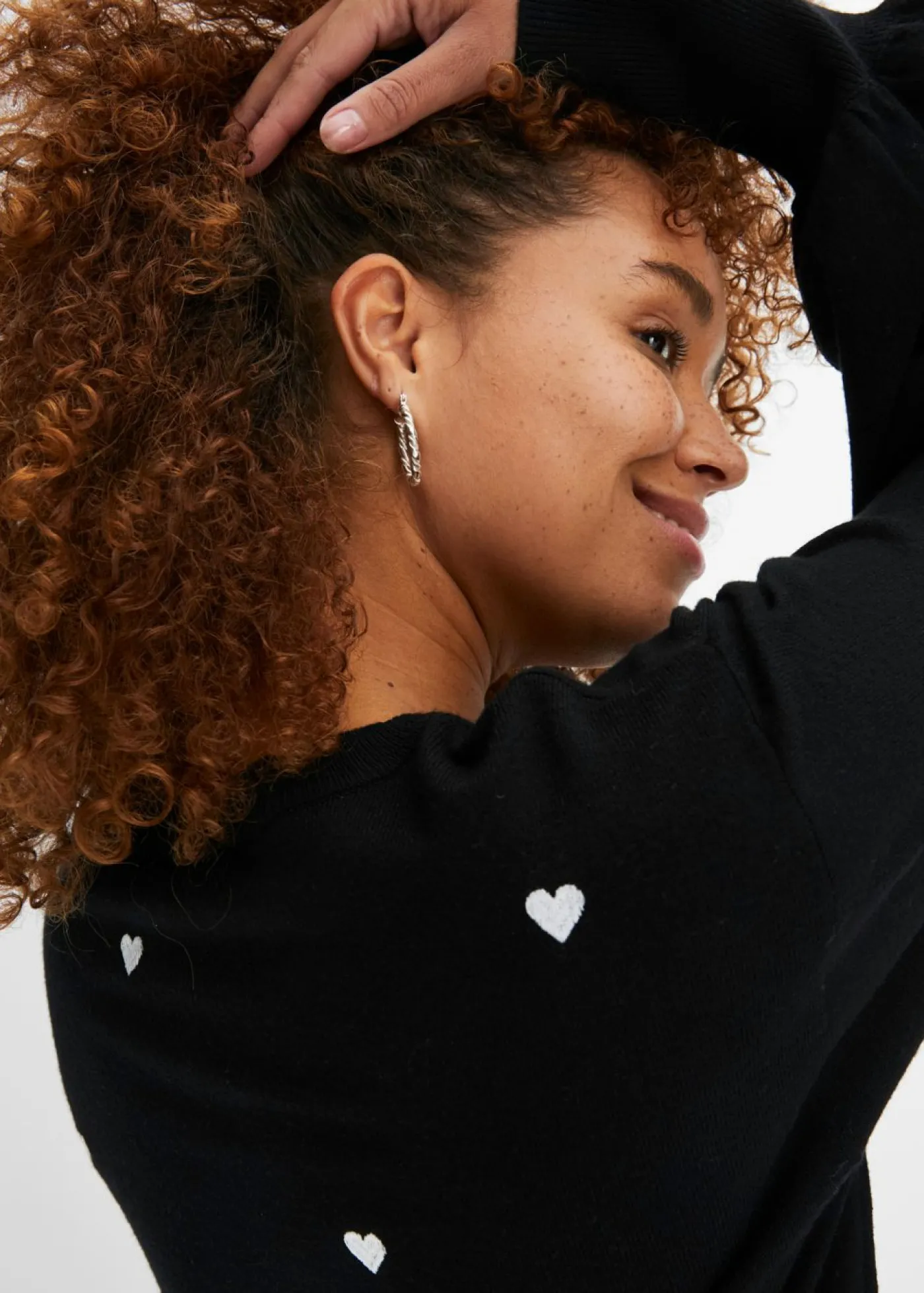bonprix bonprix Jersey de punto fino en mezcla de viscosa Negro estampado Clearance