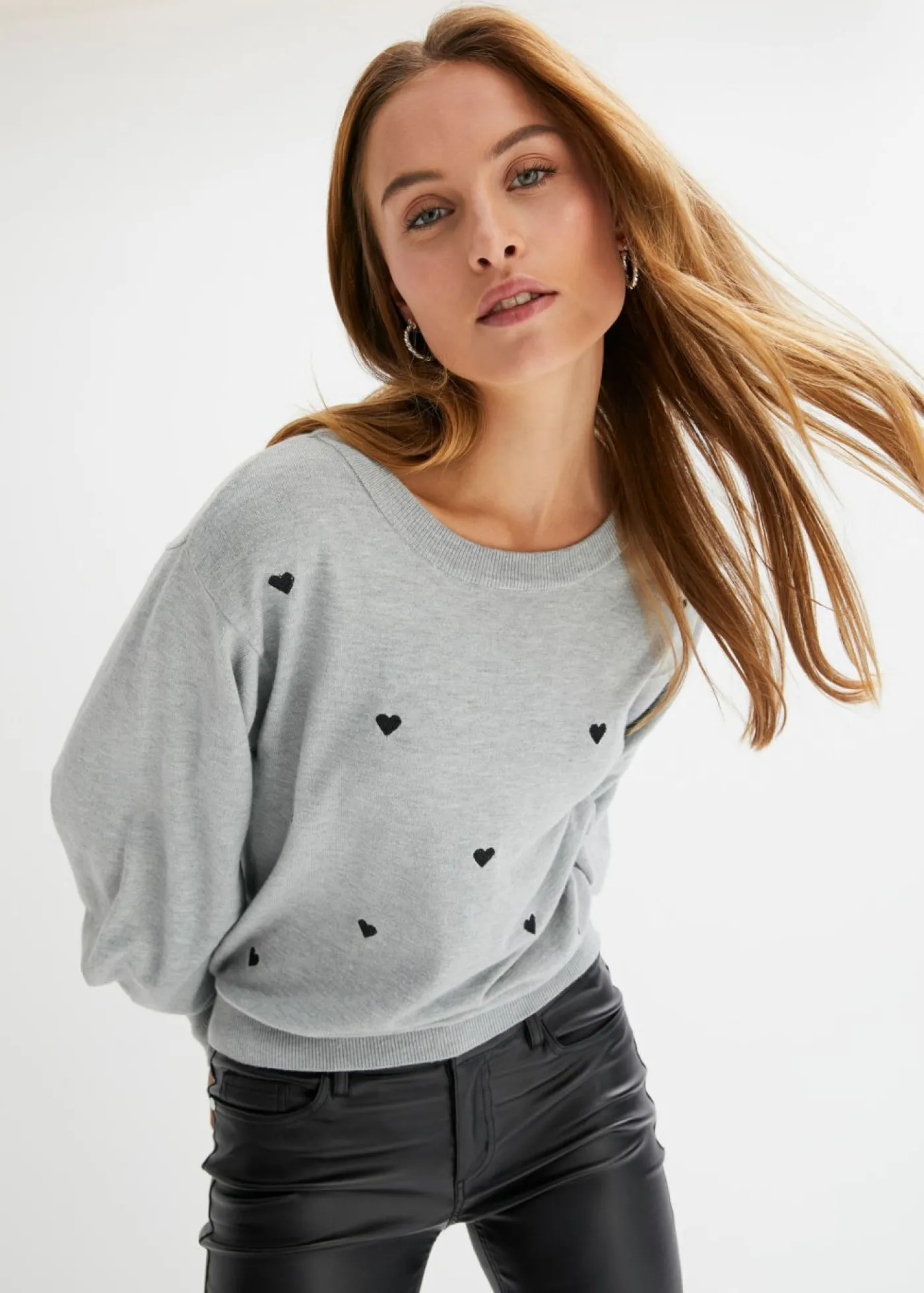 bonprix bonprix Jersey de punto fino en mezcla de viscosa Gris jaspeado