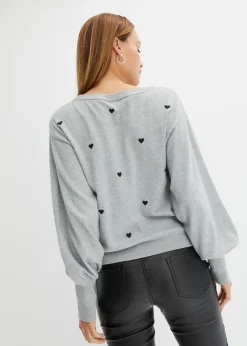 bonprix bonprix Jersey de punto fino en mezcla de viscosa Gris jaspeado