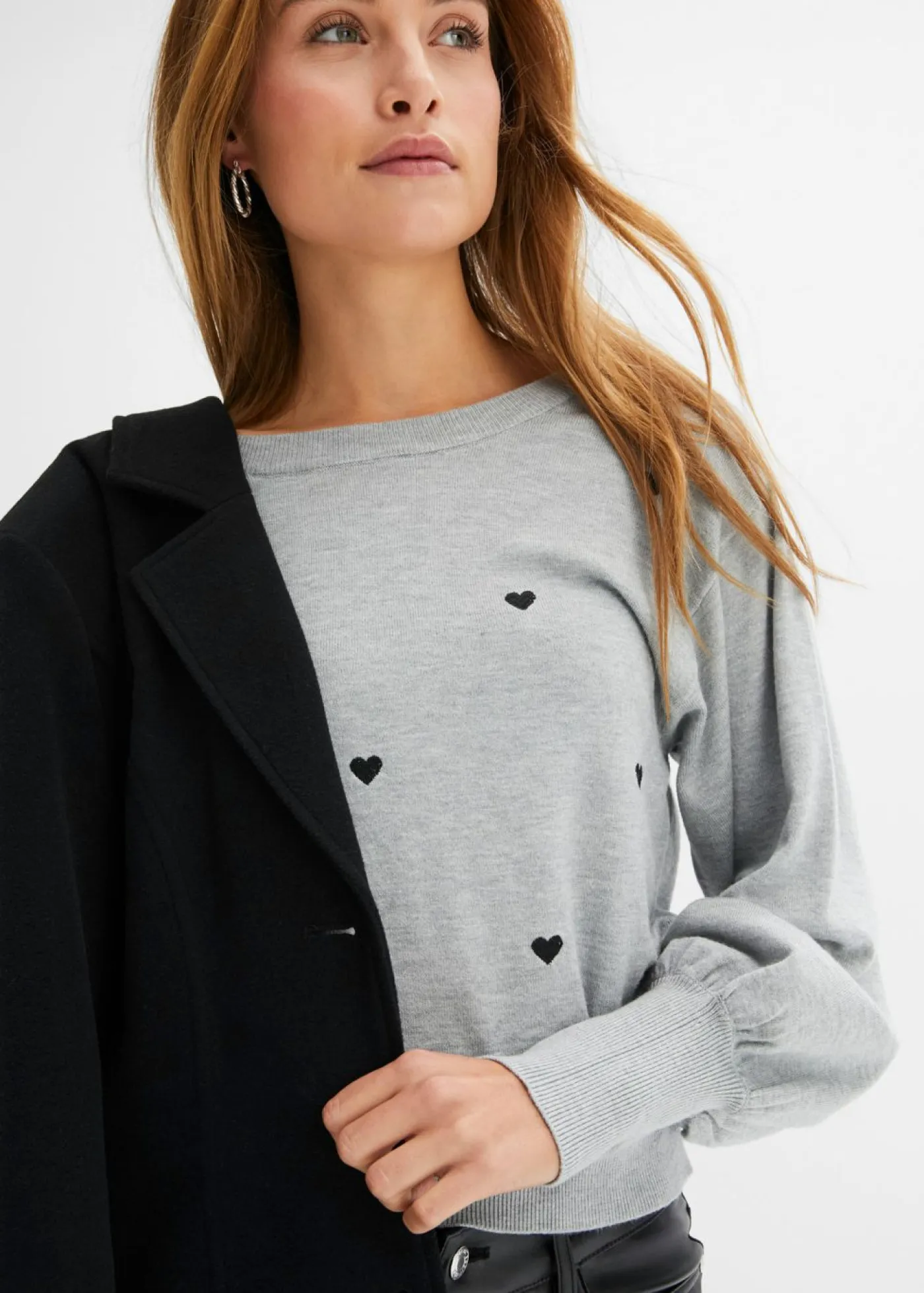 bonprix bonprix Jersey de punto fino en mezcla de viscosa Gris jaspeado