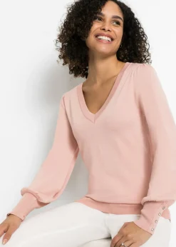 bonprix bonprix Jersey de punto fino en mezcla de viscosa rosa viejo Discount