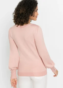 bonprix bonprix Jersey de punto fino en mezcla de viscosa rosa viejo Discount