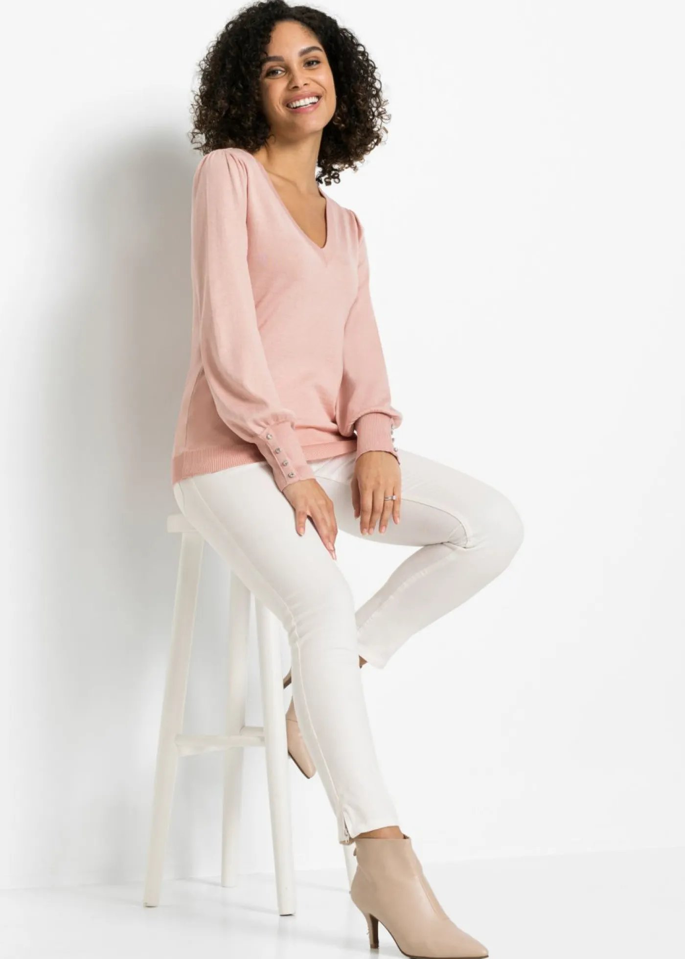 bonprix bonprix Jersey de punto fino en mezcla de viscosa rosa viejo Discount