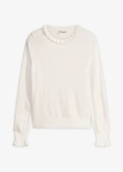 bonprix bonprix Jersey de punto fino en mezcla de viscosa Blanco lana Clearance