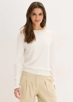 bonprix bonprix Jersey de punto fino en mezcla de viscosa Blanco lana Clearance