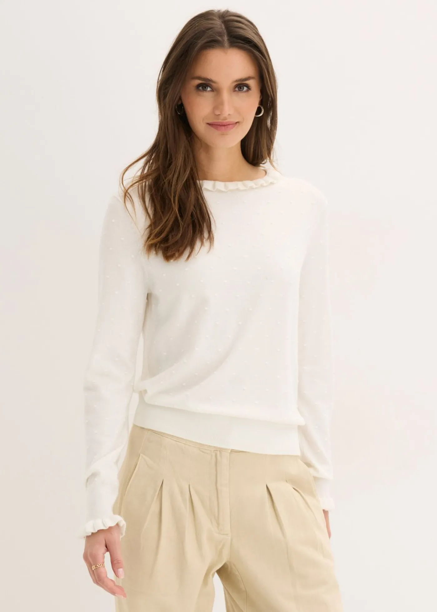 bonprix bonprix Jersey de punto fino en mezcla de viscosa Blanco lana Clearance