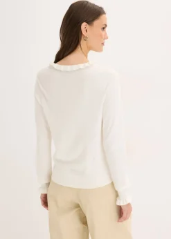 bonprix bonprix Jersey de punto fino en mezcla de viscosa Blanco lana Clearance