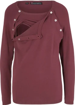 bonprix bonprix Jersey de punto fino para premamá y lactancia 2 en 1 Granate Sale