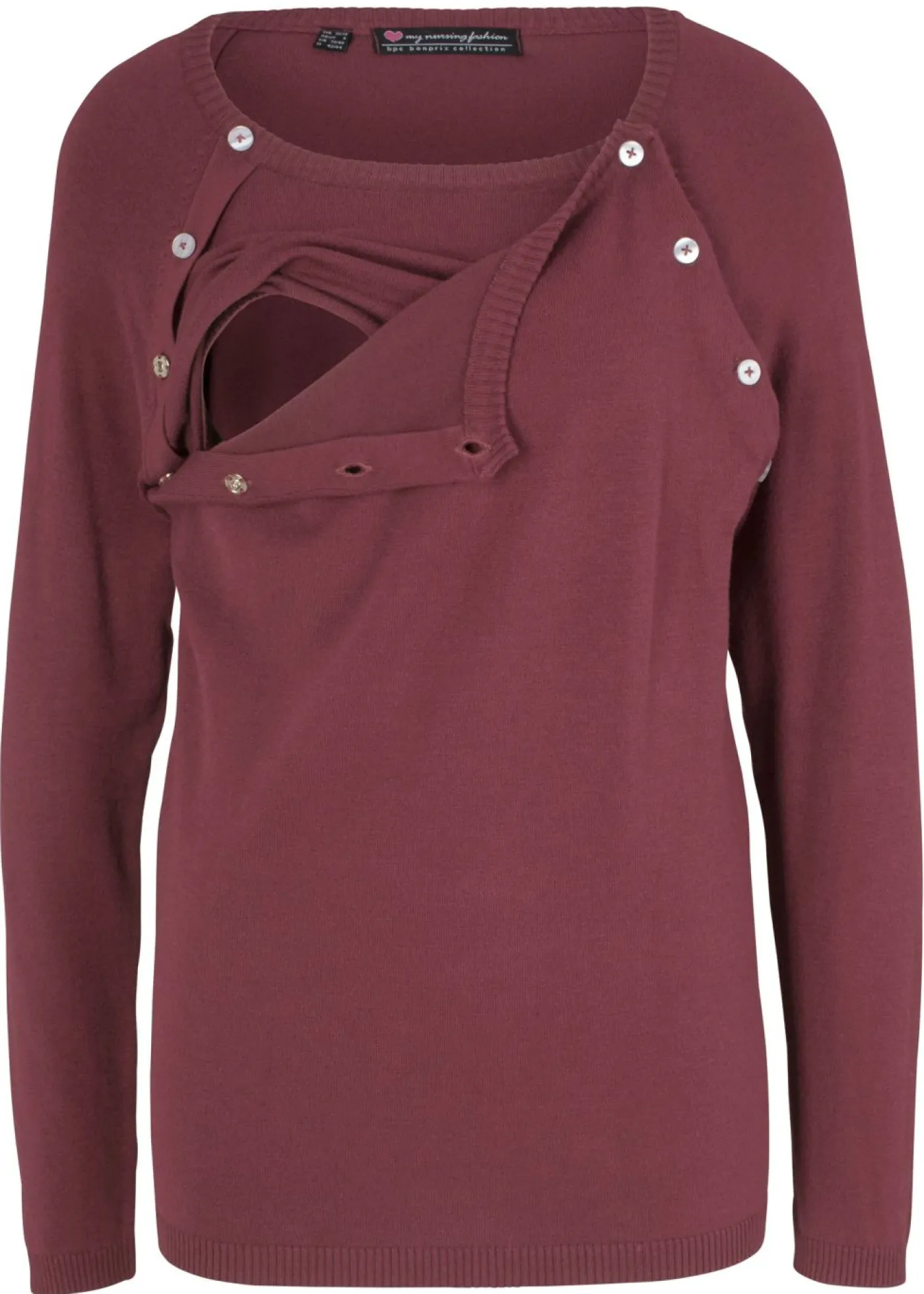 bonprix bonprix Jersey de punto fino para premamá y lactancia 2 en 1 Granate Sale