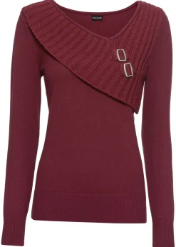 bonprix bonprix Jersey de punto fino y mezcla de algodón Burdeos