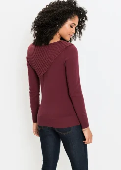 bonprix bonprix Jersey de punto fino y mezcla de algodón Burdeos