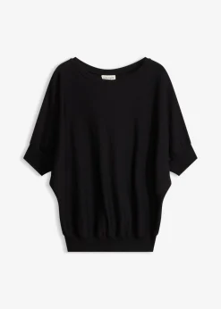 bonprix bonprix Jersey de punto fino y mezcla de algodón Negro Clearance
