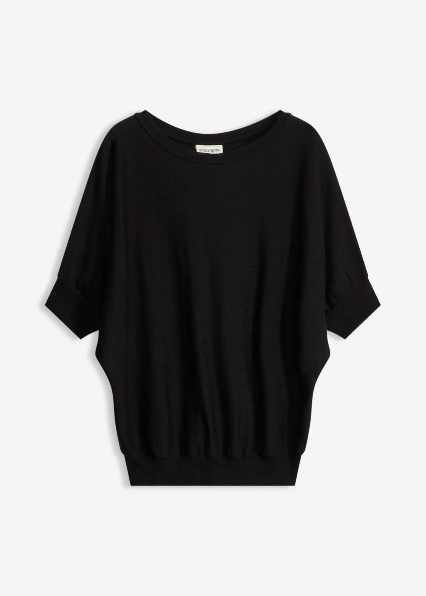 bonprix bonprix Jersey de punto fino y mezcla de algodón Negro Clearance