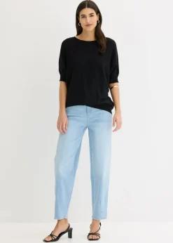 bonprix bonprix Jersey de punto fino y mezcla de algodón Negro Clearance